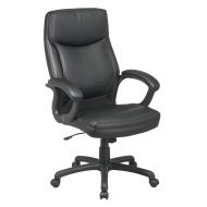 Office chair Office Star High Back Thick Padded Contour Seat and Back Eco Leather Executive Chair with Locking Tilt Control with Matching Stitching, Black