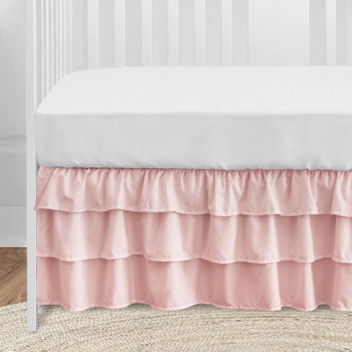  Solid Color Blush Pink Shabby Chic Harper Baby Girl Crib Bedding Set without Bumper by Sweet Jojo Designs - 4 pieces