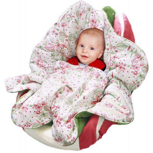  Wallaboo Baby Blanket Leaf, Soft Blanket, Newborn and Up, Durable faux Suede and 100% Pure Cotton with Print, Ecru