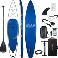 Soopotay Inflatable SUP Stand Up Paddle Board, Inflatable SUP Board, iSUP Package with All Accessories (Racing-Navy Blue-126 x 30 x 6)