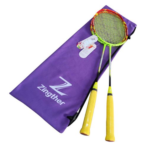  Zingther Professional Carbon Graphite Badminton Racket Set with Microfiber Carry Sleeve, Pretrung at 24lbs (2-Pack, Pre-Strung at 24lb)