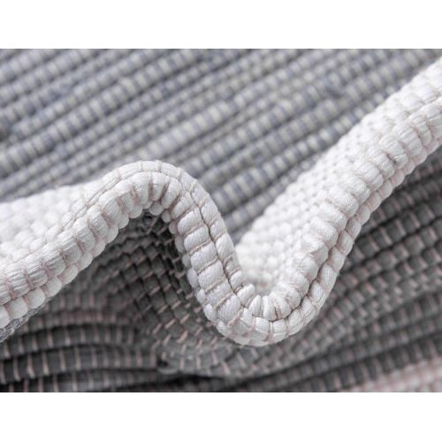  Unique Loom Chindi Rag Collection Hand Woven Striped Natural Fibers Gray Area Rug (4 0 x 6 0)