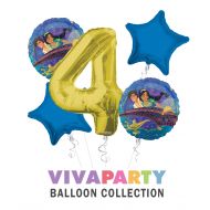 Anagram/ConverUSA Aladdin and The Magic Lamp Happy Birthday Balloon Bouquet 5 pc, 4th Birthday, | Viva Party Balloon Collection