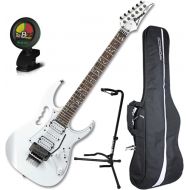 Ibanez Steve Vai JEM JR White Full Size Electric Guitar w Gig Bag, Tuner, and Stand