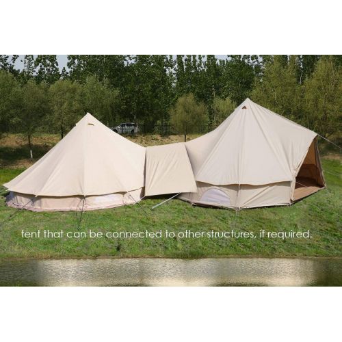  Odoland UNSTRENGH Large Beige Luxury 4-Season Camping Cotton Canvas Bell Tent Double Doors Camping Hunting Tent with Stove Jack Hole, Cable Hole …