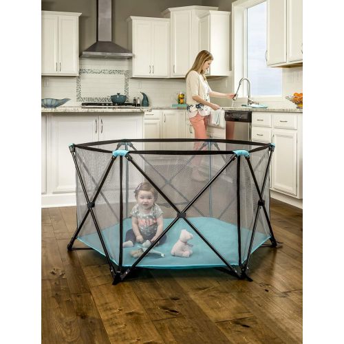  Regalo My Play Portable Playard Indoor and Outdoor with Carry Case and Washable, Aqua, 6-Panel