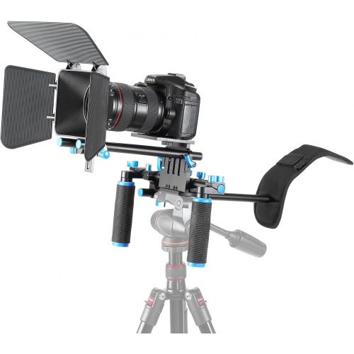 니워 Neewer DSLR Movie Video Making Rig Set System Kit for Camcorder or DSLR Camera Such as Canon Nikon Sony Pentax Fujifilm Panasonic,Include:(1) Shoulder Mount+(1) 15mm Rail Rod Syste