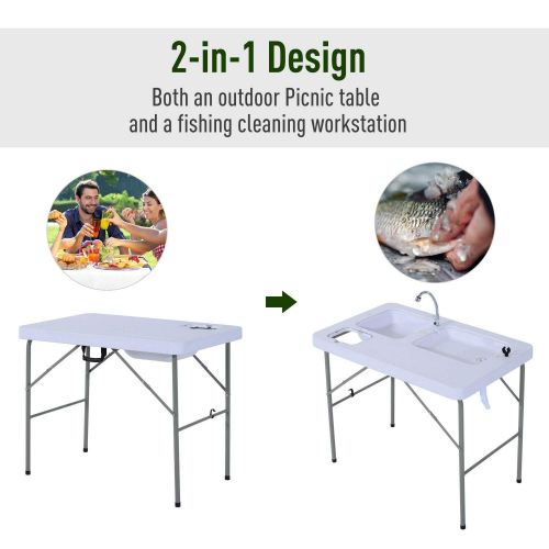  Allblessings Outdoor Foldable Fish Cleaning Cutting Portable Table Kitchen Faucet Sink Camping