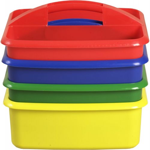  ECR4Kids Large 2 Compartment Plastic School Art Caddy, Assorted (4-Pack)
