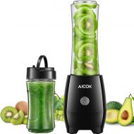 AICOK Aicok Personal Blender with Tritan Travel Bottles (20+10Oz), Electric Single Serve Blender Stainless Steel 4-Blade for Juice,Shakes and Baby Food, 300W