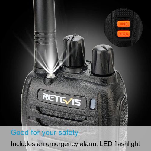  Arcshell Retevis RT46 Two Way Radios Long Range FRS Rechargeable and Regular AA Battery Power SOS Emergency Alarm Hands Free Walkie Talkie with Earpiece (4 Pack)