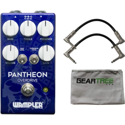 Wampler Pantheon Overdrive Effects Pedal Bundle w/ 2 Patch Cables & Cloth