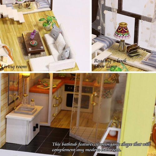  Domybestshop Domybest DIY Wooden Dolls House Handcraft Miniature Kit, Christmas Assemble Model Furniture Building Blocks Gift Toys