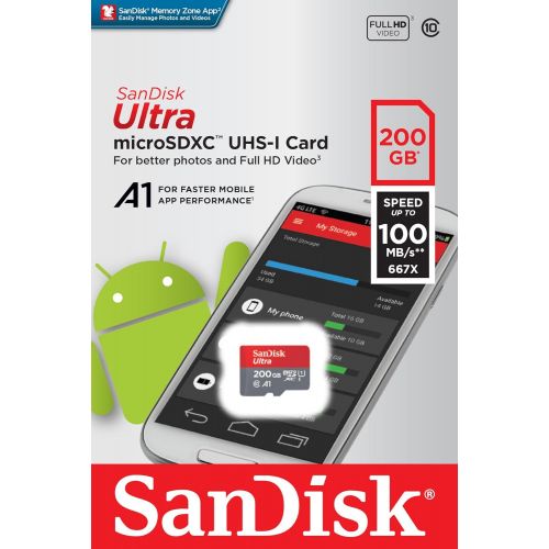 샌디스크 SanDisk 400GB Ultra microSDXC UHS-I Memory Card with Adapter - 100MBs, C10, U1, Full HD, A1, Micro SD Card - SDSQUAR-400G-GN6MA