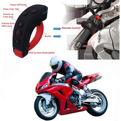  FreedConn Motorcycle Helmet Group Communication System T-Rex 1500M 8-Way Bluetooth Headset Intercom Interphone with L3 PTT Handlebar BT Remote Controller (FM Radio/Waterproof/Music