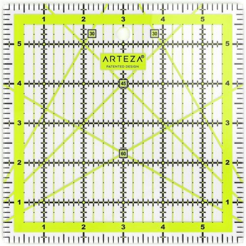  [아마존 핫딜] [아마존핫딜]ARTEZA Acrylic Quilters Ruler & Non Slip Rings - Double-Colored Grid Lines (4.5X4.5, 6X6, 9.5X9.5, 12.5X12.5, Set of 4)