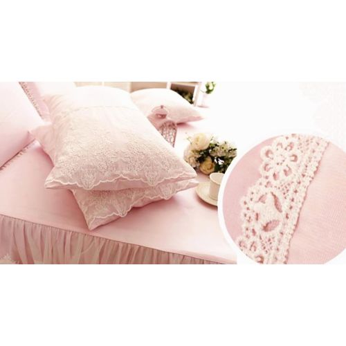  Visit the ABREEZE Store ABREEZE 100% Cotton 4-Piece Bedding Set Pastoral Floral Ruffle Lace Princess Duvet Cover Set Full