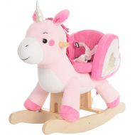 Labebe Child Rocking Horse Toy, Pink Rocking Horse Plush, Unicorn Rocker Toy for Kid 1-3 Years, Stuffed Animal Rocker ToyChild Rocking Toy for GirlWooden Rocking Horse PinkRocke