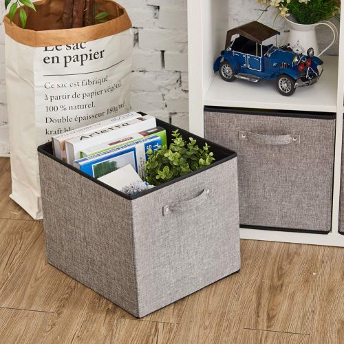  EZOWare 4 Pack Fabric Foldable Cubes Bin Organizer Container with Handles for Nursery, Closet,...