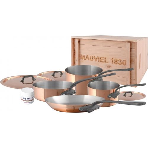  Mauviel MHeritage M150C 6450.01-5 Piece Copper Cookware Set with Cast Stainless Steel Iron Eletroplated Handle . Set includes 1.9Qt Sauce Pan wLid; 3.5Qt Saute Pan wLid and 10.2
