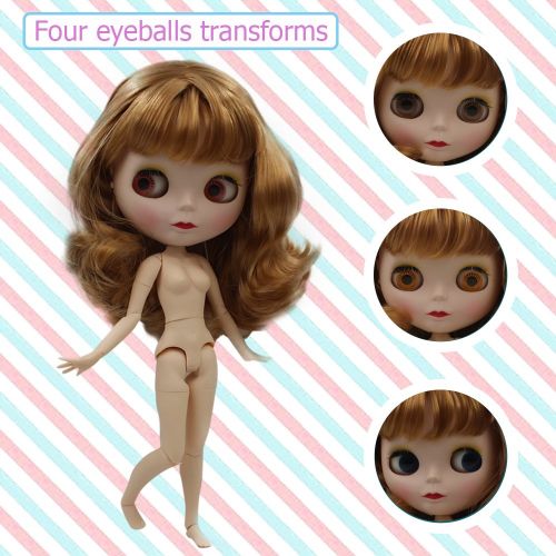 블라이스 BLYTHE 1/6 BJD Doll is Similar to Neo Blythe, 4-Color Changing Eyes Matte Face and Ball Jointed Body, 12 Inch Customized Dolls Can Changed Makeup and Dress DIY, Nude Doll Sold Exclude Clo