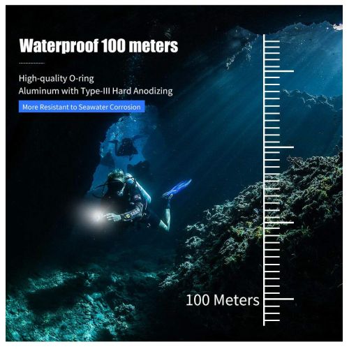  Cozyel 3 Modes Underwater 100m Diving Flashlight 10x XM-L2+4X R+4X UV 12000LM LED Hard Light Video/Camera Photography Anti-Pressure Anti-Corrosion Diving Hand Lamp with Batteries a
