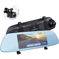 [아마존 핫딜] AUKEY Mirror Dash Cam Dual 6.8 inches LCD Touchscreen Car Camera 1080p Front Camera and 720P Water-Resistant Rear Camera Rearview Mirror Dash Cam with Parking Mode, Motion Detectio