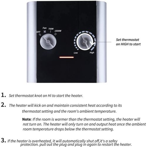  [아마존 핫딜] Givebest 1500W/750W Space Heater for Indoor Use with Tip-Over Protection and Overheat Protection, Desk Heater with Thermostat