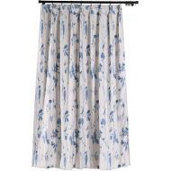 ChadMade Rural Pastoral Print Window Curtain 72 W x 84 L, Pinch Pleated Blackout Lining Darpes Panel Bedroom Living Room Hotel Restaurant (1 Panel), Ancient Blue