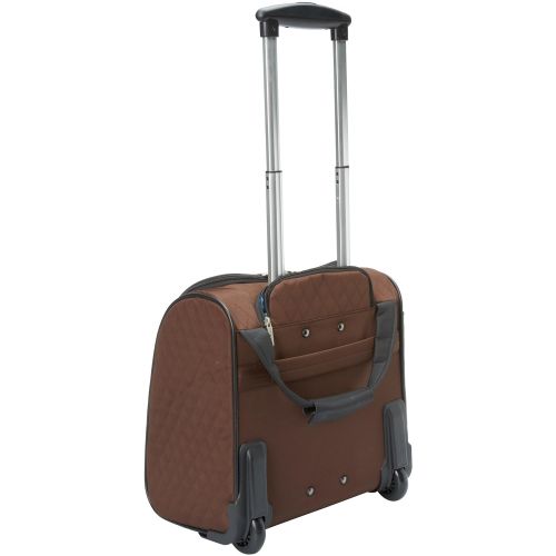  Travelon Luggage Wheeled Underseat Carry-on with Back-up Bag in Quilted Microfiber, Chocolate