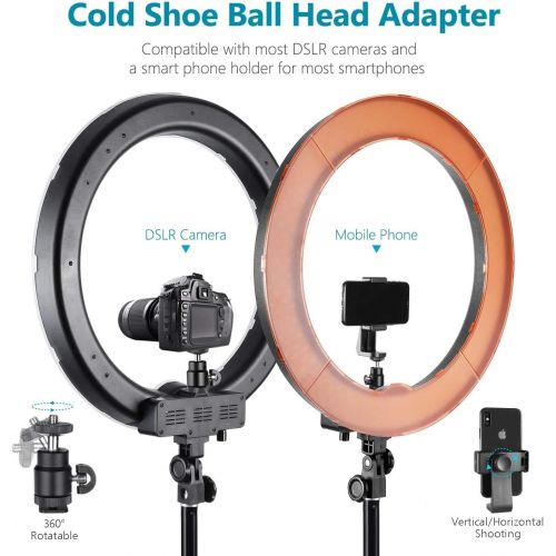 니워 Neewer Upgraded 18-inch Outer Dimmable SMD LED Ring Light with 79-inch Stand, Rotatable Phone Holder for SmartphoneCamera Make up YouTube Video Shooting (EUUS Plug, Bag Included)