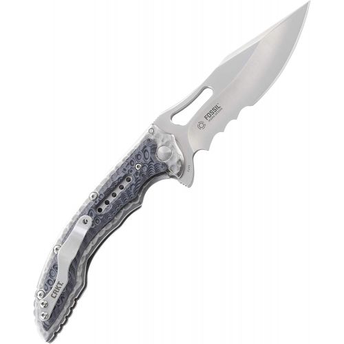 컬럼비아 Columbia River Knife & Tool CRKT Fossil Folding Pocket Knife: Stainless Steel Plain Edge EDC Folder with Frame Lock, Everyday Carry Folded Knife, with Satin Blade Finish 5470