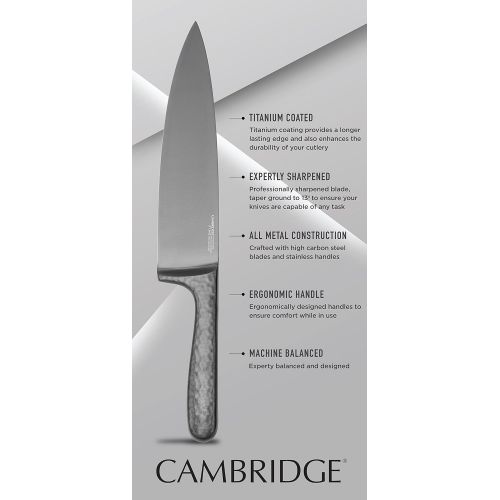  Cambridge Silversmiths Nero 12-Piece Cutlery Set with Block, Stainless Steel