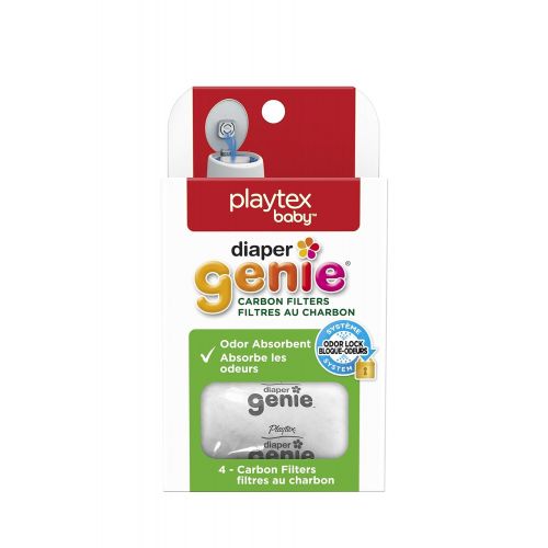  Playtex Diaper Genie Carbon Filter, Ideal for Use with Diaper Genie Complete, Odor Eliminator, 4 Pack