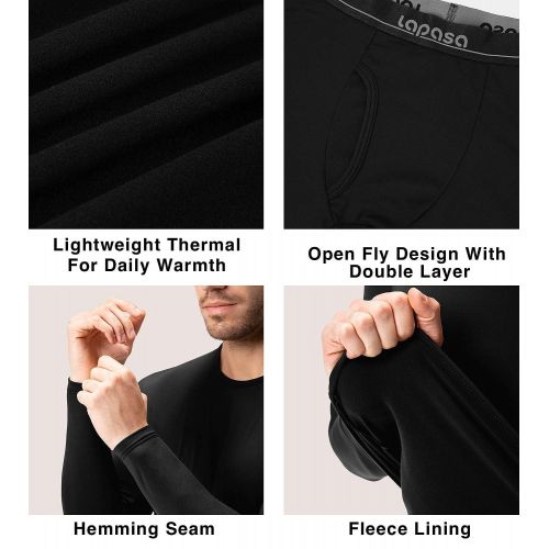  LAPASA Mens Thermal Underwear Long John Set Fleece Lined Base Layer Top and Bottom M11