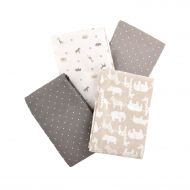 Carters Flannel Receiving Blankets, Taupe Jungle/Grey
