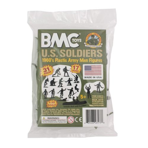  BMC Marx Plastic Army Men US Soldiers - OD Green 31pc WW2 Figures - Made in USA