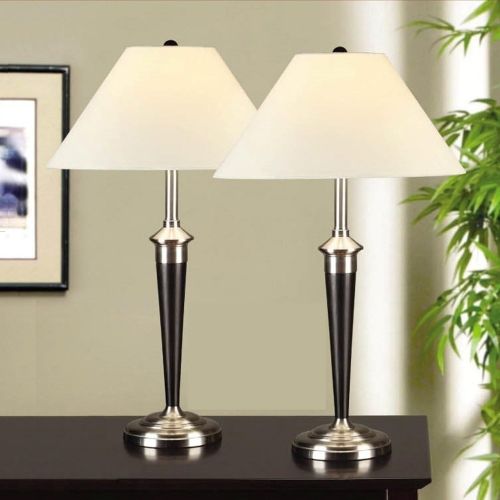  Artiva USA Twin-pack, Classic Cordinates Table Lamps, Quality Brushed Steel and Espresso Finish