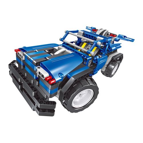  ApexJoy 2 in 1 DIY Battery-Powered Fighter Jeep & Rover with Remote & USB Rechargeable Battery, 443 Pieces STEM Learning Kit, Educational Construction Robot RC Building Block Set 8