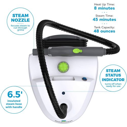  Steamfast SF-370 Canister Cleaner with 15 Accessories-All-Natural, Chemical-Free Pressurized Steam Cleaning for Most Floors, Counters, Appliances, Windows, Autos, and More, 64 inch