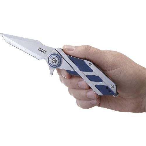 컬럼비아 Columbia River Knife & Tool CRKT Deviation Folding Pocket Knife: Distinctive, Futuristic Design, Dual Blade Finish, Tanto Point, IKBS Ball Bearing Pivot, Locking Liner, Two Tone Handle, Reversible Pocket Clip