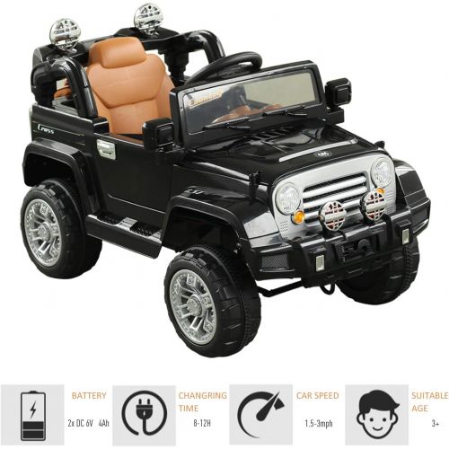  Aosom 12V Kids Battery Powered Off Road Truck Remote Control - Black