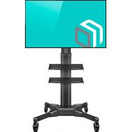 ONKRON Mobile TV Stand TV Cart with Wheels for 32”  55” LCD LED Flat Screen TVs with 2 Shelves Height Adjustable TV Trolley (TS2551)