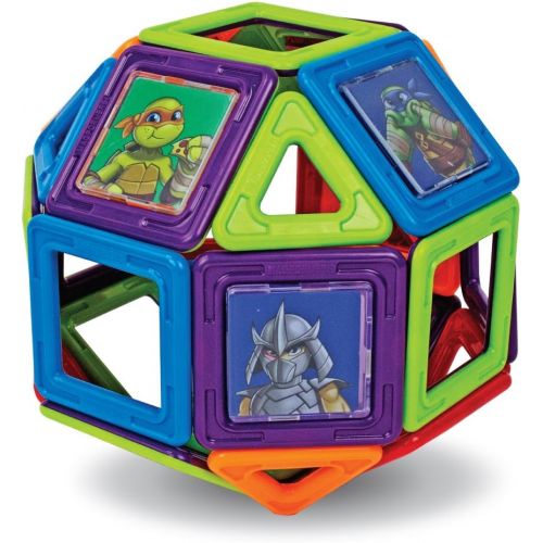  Magformers Teenage Mutant Ninja Turtles 60 Pieces Set, Green and Purple, Educational Magnetic Geometric Shapes Tiles Building STEM Toy Set Ages 3+