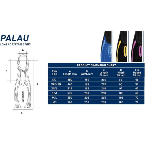 크레시 Cressi Palau - Premium Unisex Tauchen Schnorchel Flossen,Blau/Hell-Blau,XXS/XS (32/35)