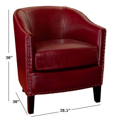  Great Deal Furniture Carlton | Leather Club Chair with Studded Accents | in Red