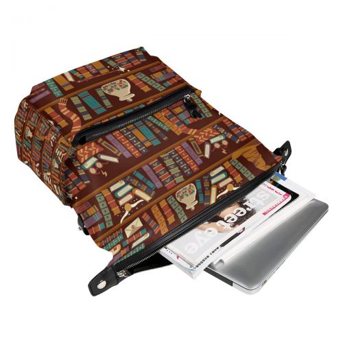  Fonmifer Bookshelf Casual Backpack Lightweight Travel Daypack Bag Multi-Pocket Student School Bag