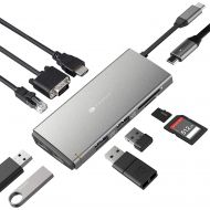 [아마존핫딜][아마존 핫딜] USB C Hub Adapter for MacBook Pro 2019 / MacBook 2018, Keychron 10 in 1 Thunderbolt 3 Type C Hub with 4K HDMI/Ethernet Port / 4 USB 3.0 Ports / 1080P VGA/SD/TF Card Reader/Power Fa