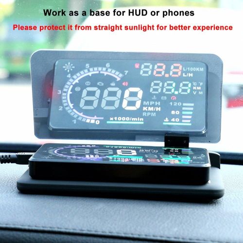  Head-up Display GPS Navigation  Bysameyee Universal Car Dash Mount Cell Phone Holder Reflective Film, Vehicle HUD Smartphone Holder Mount for iPhone Android Phones (HUD Navigation