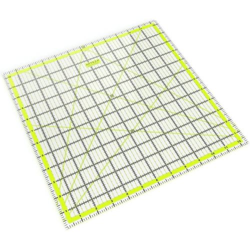  ARTEZA Acrylic Quilters Ruler & Non Slip Rings - Double-Colored Grid Lines (4.5X4.5, 6X6, 9.5X9.5, 12.5X12.5, Set of 4)